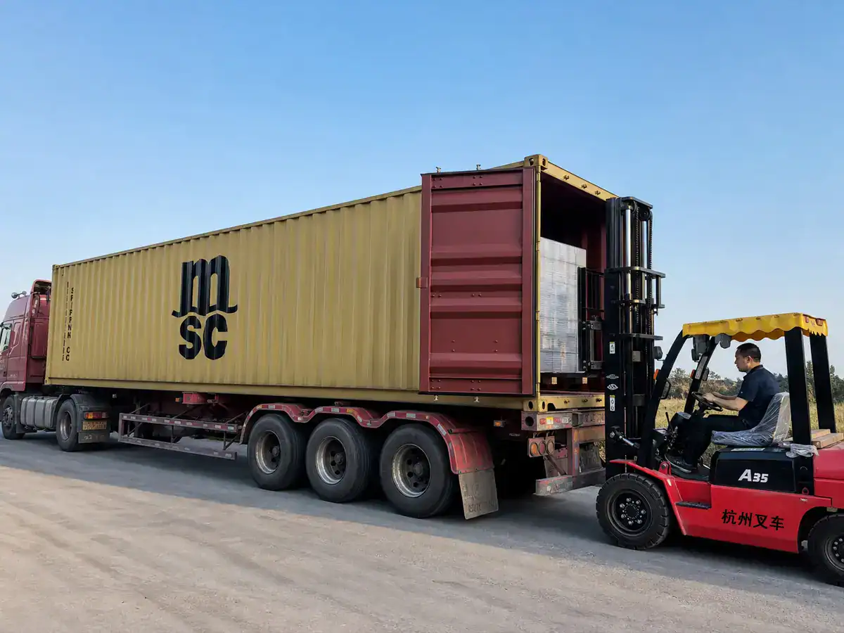 OEM metal parts loaded into a container for export shipment