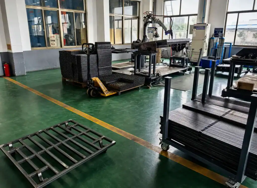 Robotic welding line for custom metal frame fabrication at Likai Metal factory