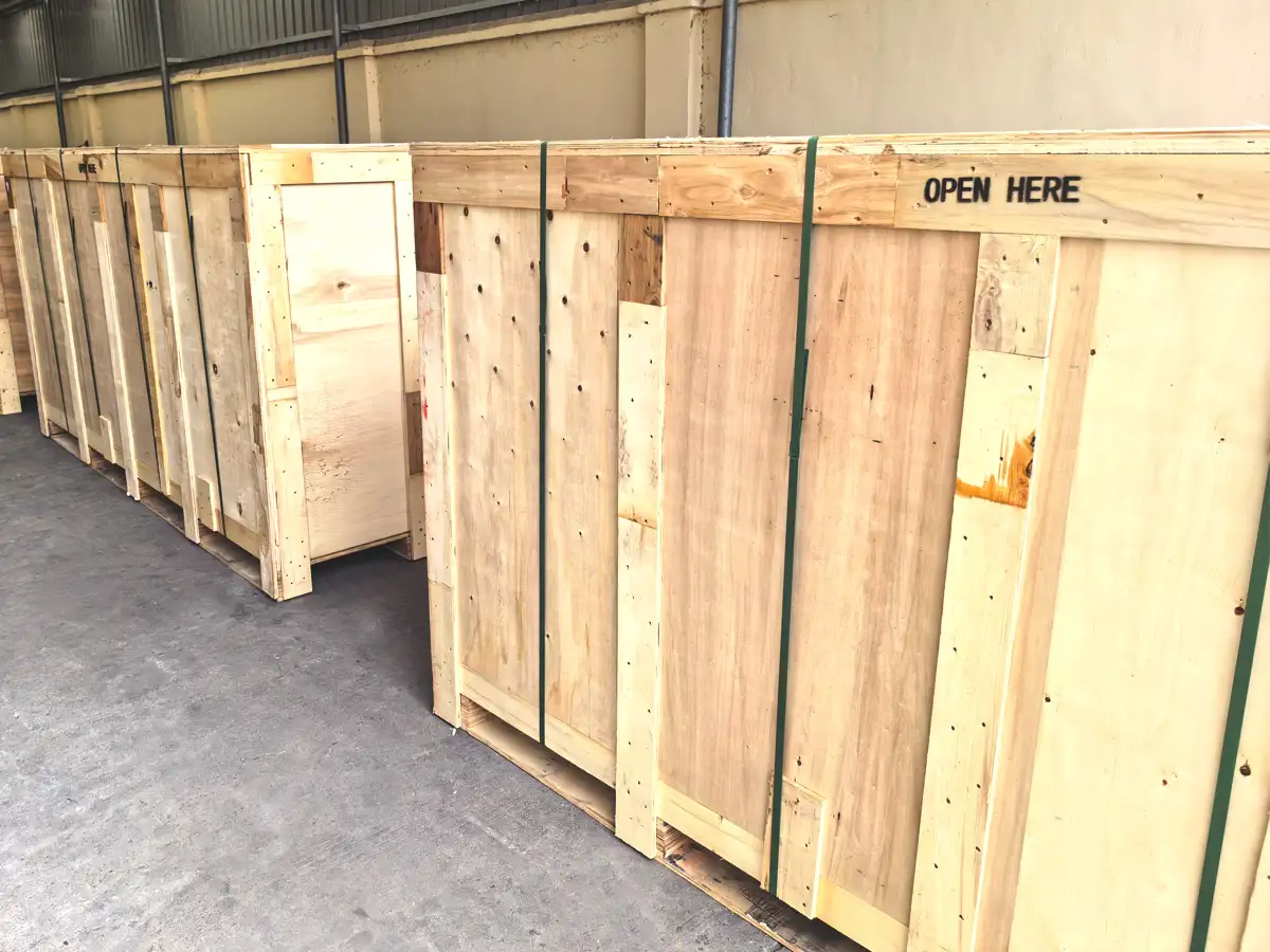 OEM metal parts packed in wooden crates
