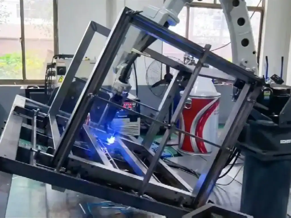 Robotic welding a large steel frame for a custom mobile clean workbench