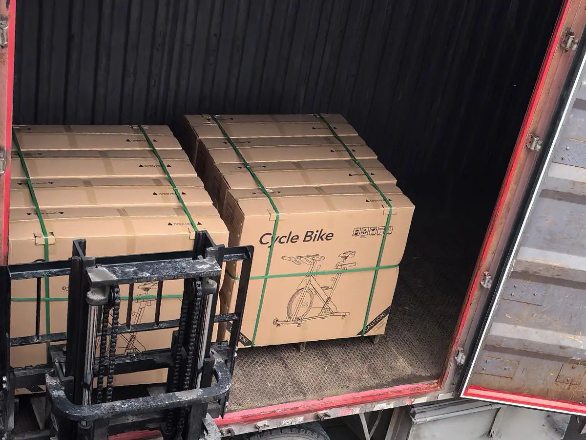 Export packing preparation for completed OEM spin bikes